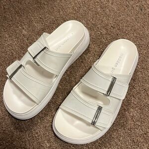 Madden girl, white sandals size 6m